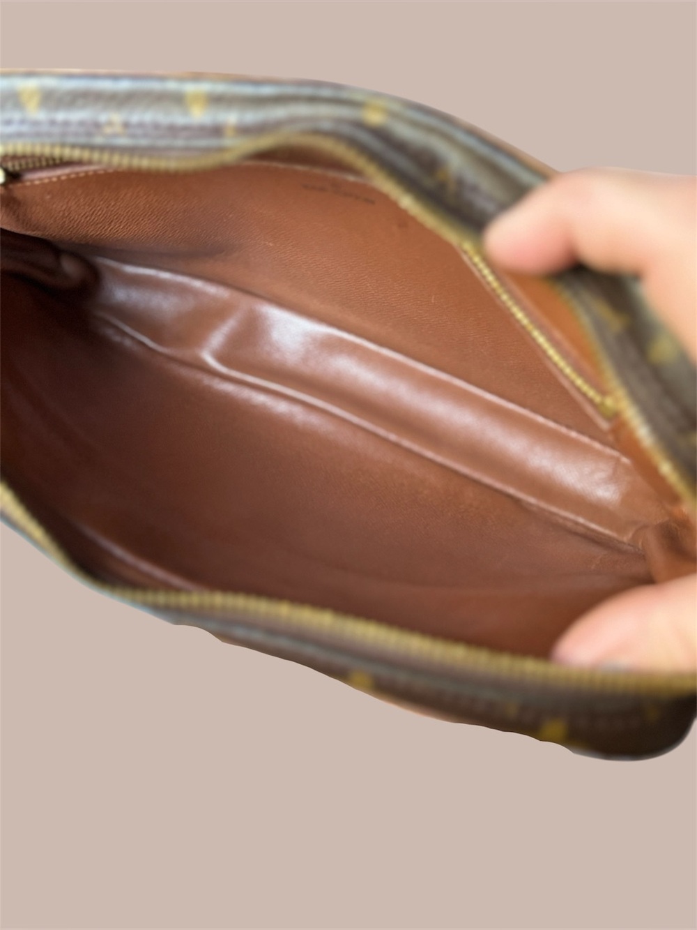 Louis Vuitton Monogram Canvas Toiletry Wrist Pouch in Brown and Tan - Picture 6 of 9